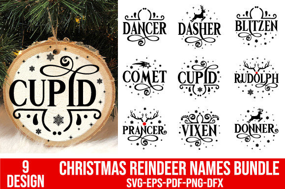 Christmas Reindeer Name SVG Bundle