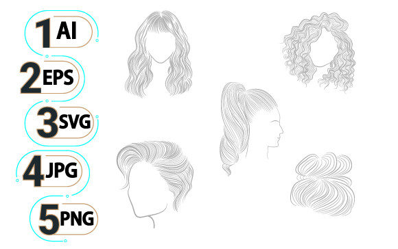 Cute Hair Sketch Svg I Png Eps Ai