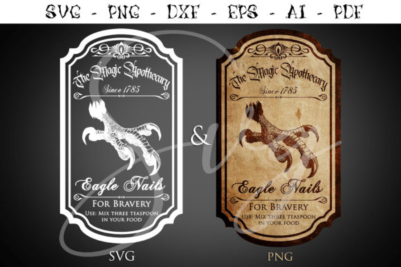 Eagle Nails Apothecary Label Svg Clipart