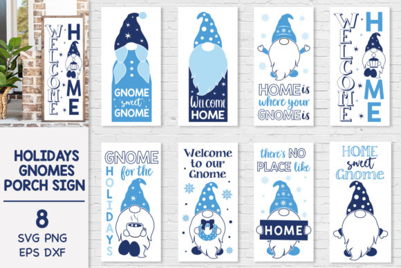 Holidays Gnomes Porch Sign SVG Bundle
