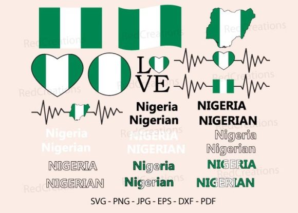 Nigeria Flag Bundle Svg, Nigerian, Love