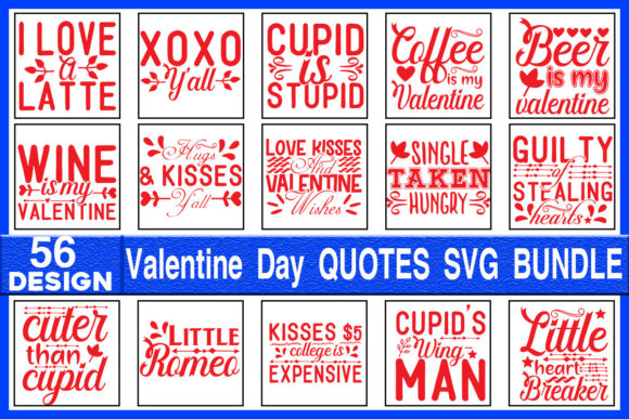 Valentine's Day Quotes SVG Designs Bundle