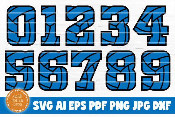Volleyball Numbers SVG Font Clipart